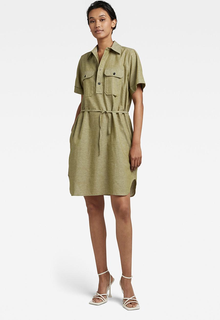 G-STAR - Millery pockets dress short sleeve - avocado/milk