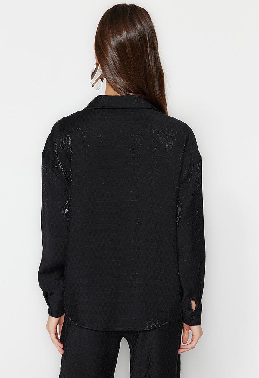 Trendyol - Oversized textured shirt - black