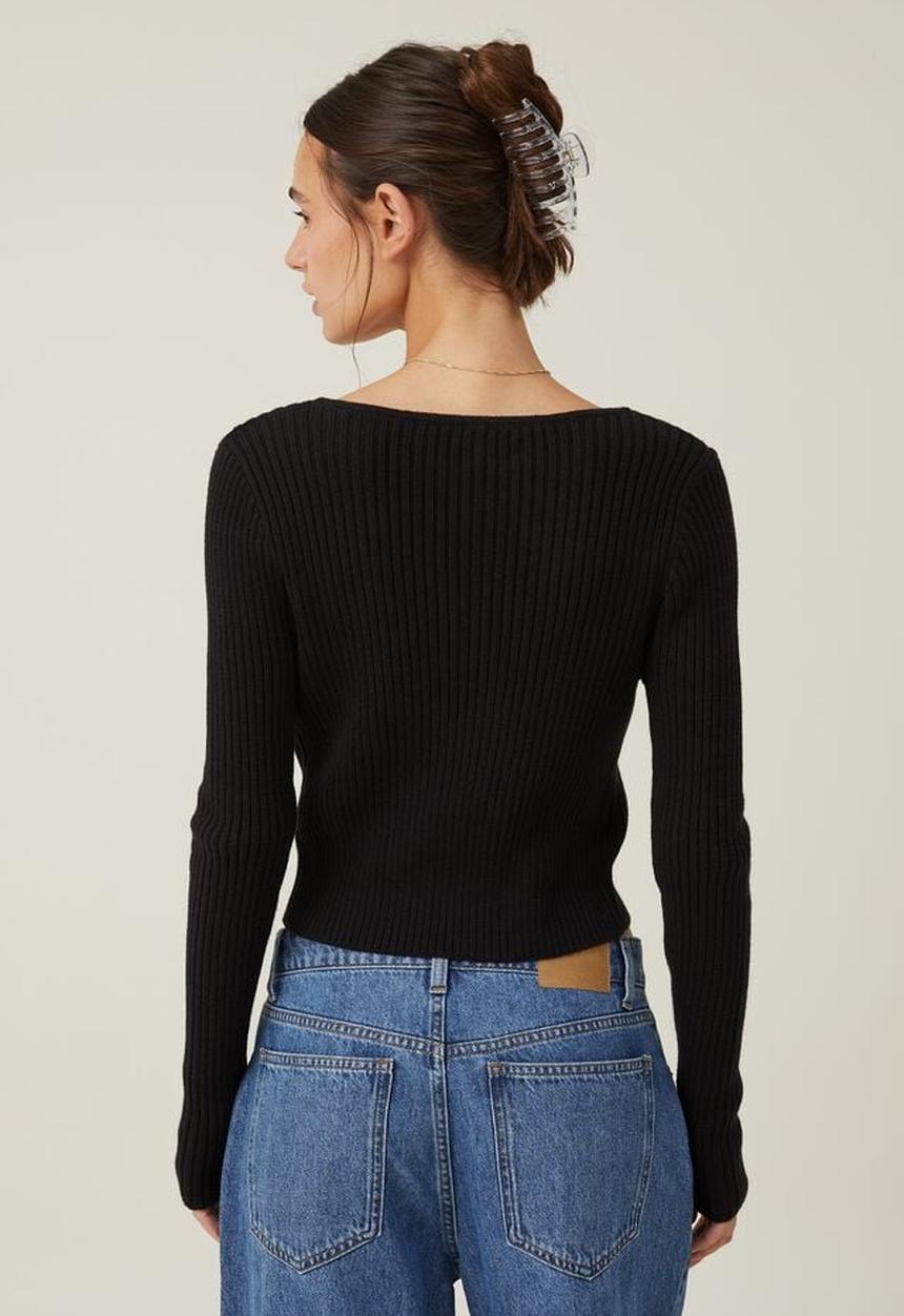 Cotton On - Butterfly tie front cardigan - black