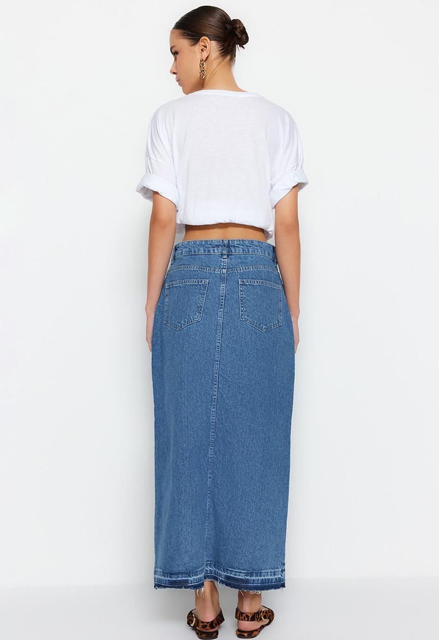 Trendyol - Denim maxi skirt - dark blue