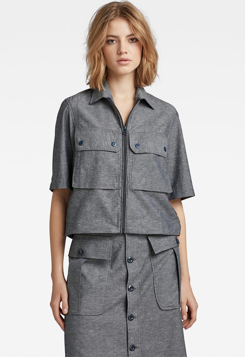 G-STAR - 2 Pocket cropped shirt short sleeve - black