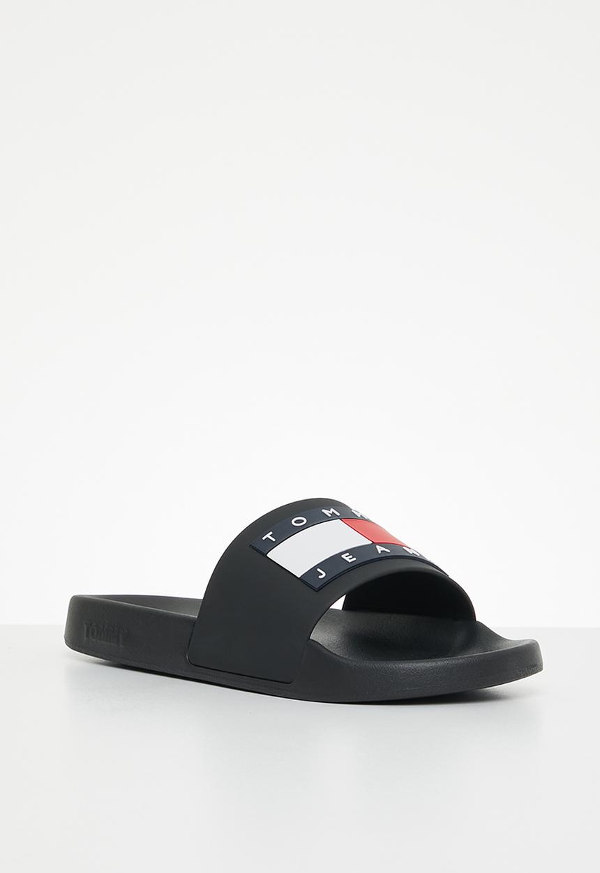 Tommy Hilfiger - Tommy jeans flag pool slide - black