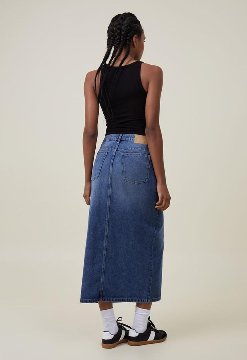 Cotton On - Bailey denim maxi skirt - bottle blue