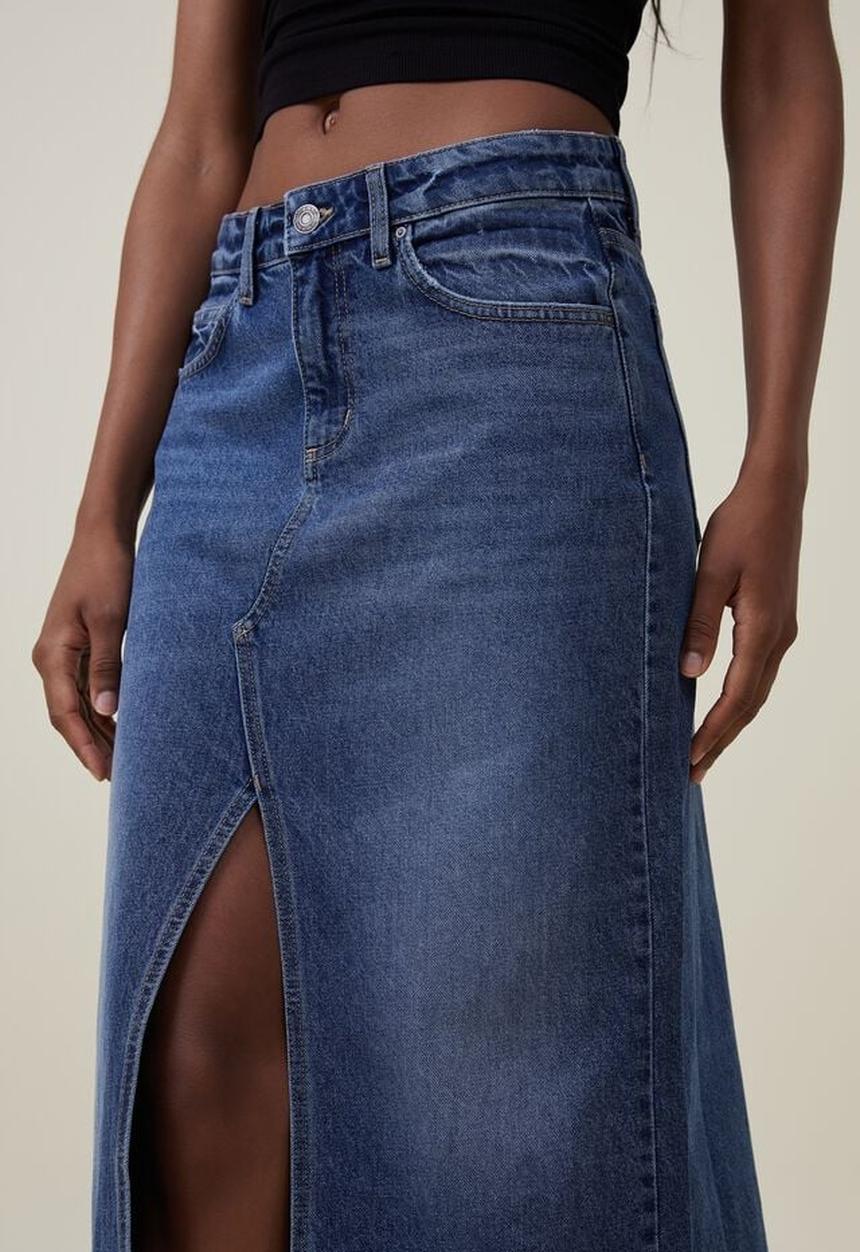Cotton On - Bailey denim maxi skirt - bottle blue
