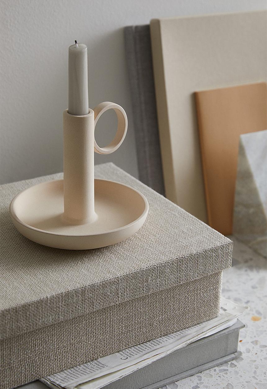 H&M - Stoneware candlestick - light beige