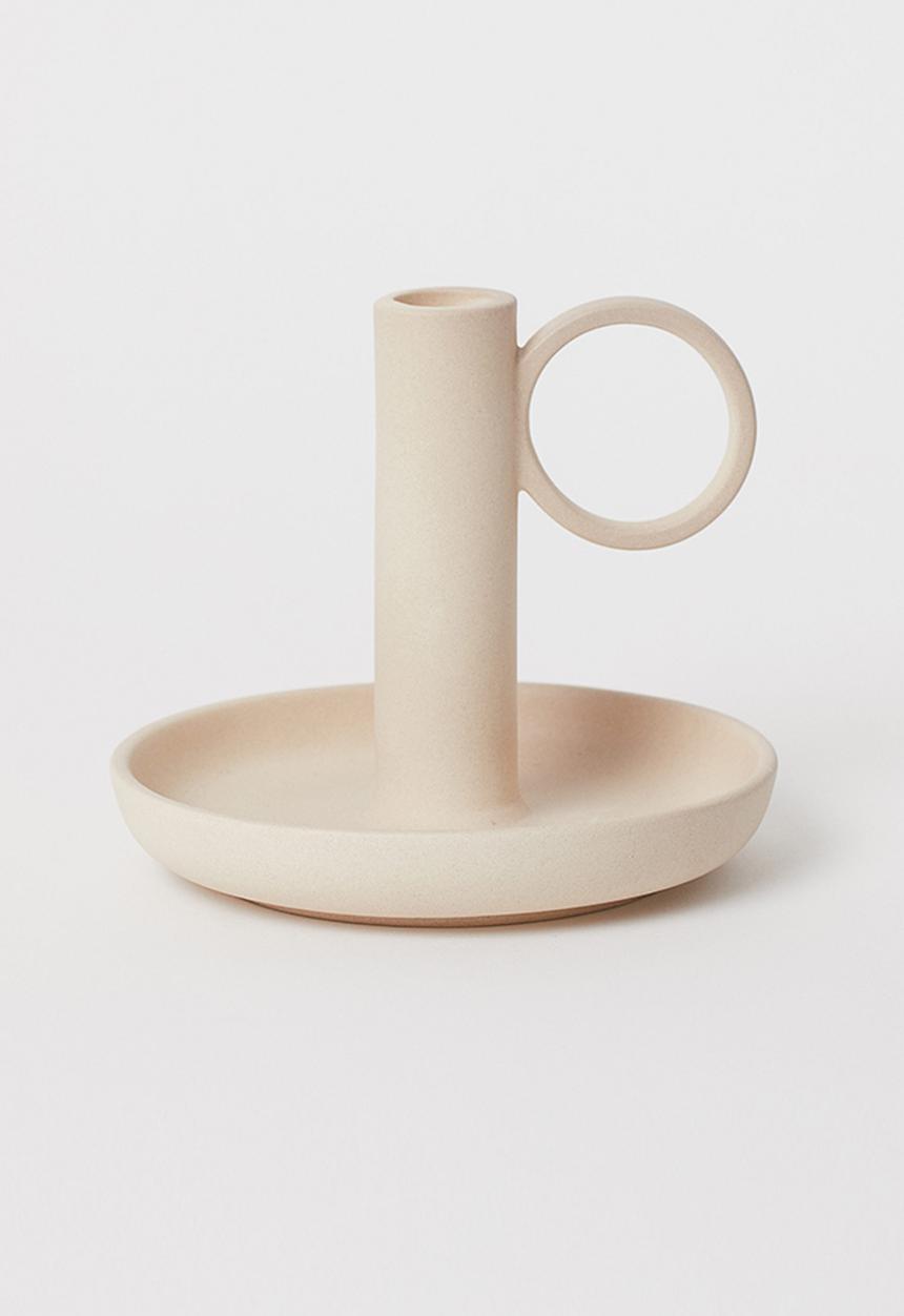 H&M - Stoneware candlestick - light beige