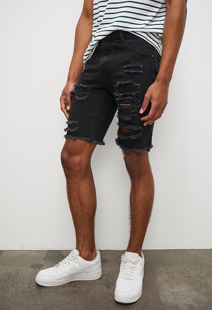 STYLE REPUBLIC - Ripped denim short - black