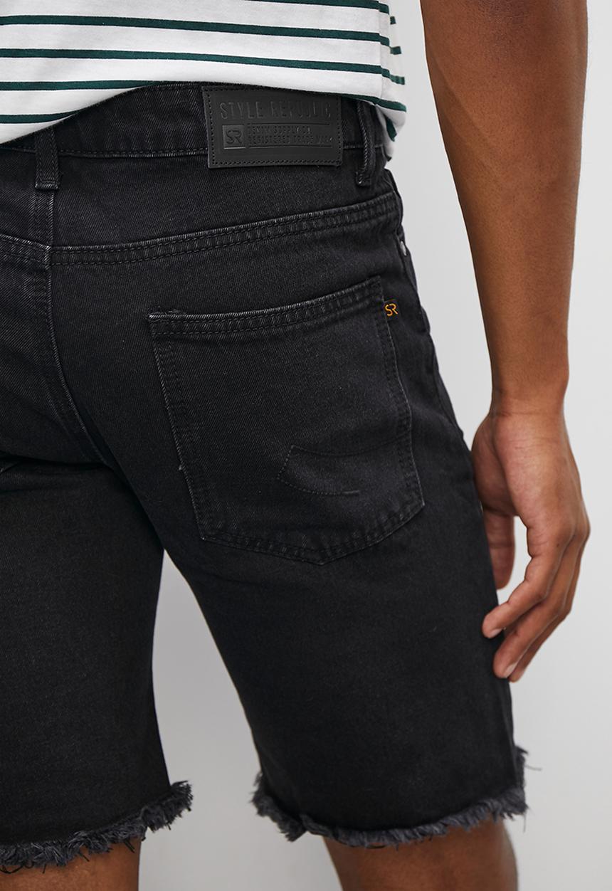STYLE REPUBLIC - Ripped denim short - black