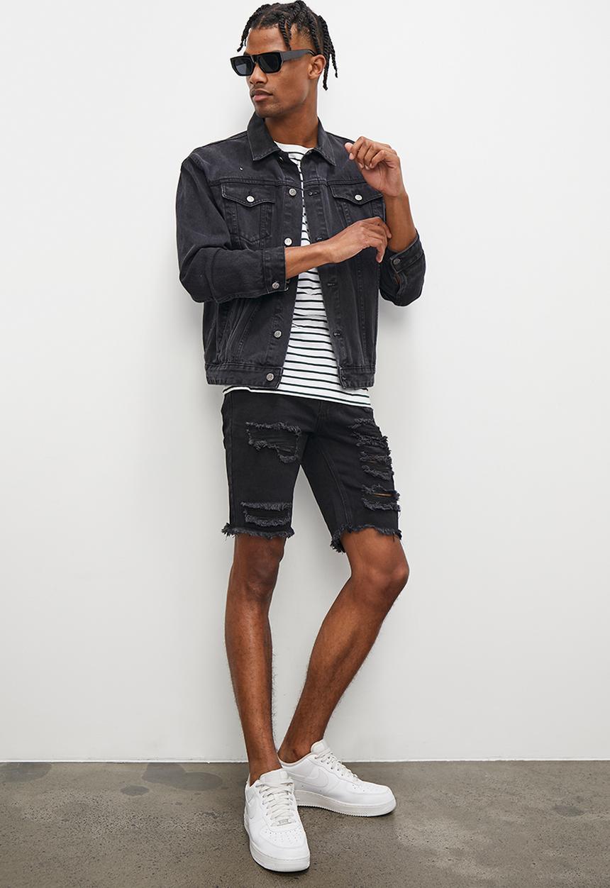STYLE REPUBLIC - Ripped denim short - black