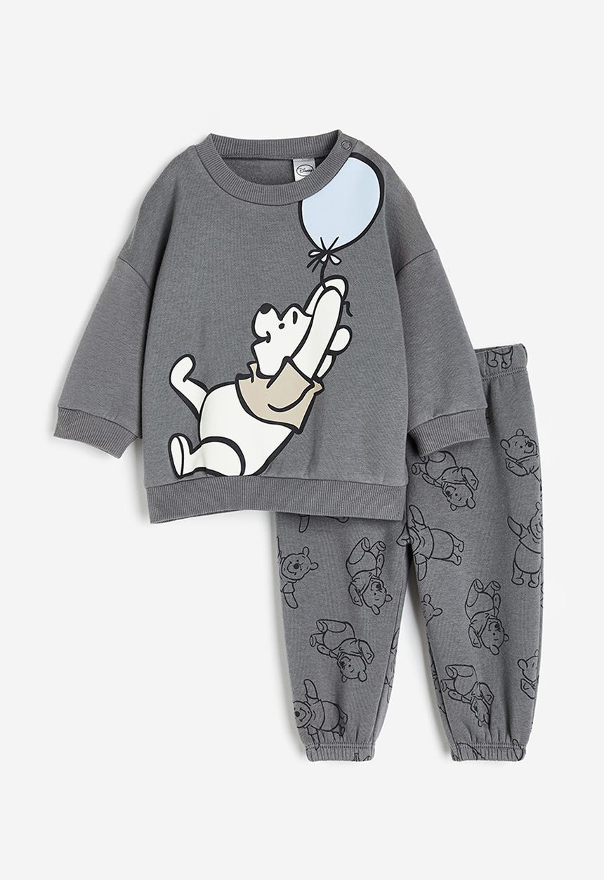 H&M - 2-piece sweatshirt set - dark grey / winnie the pooh 