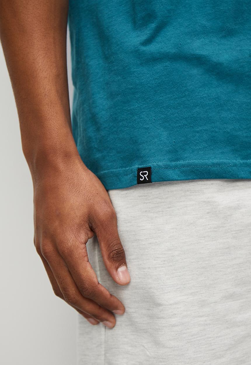 STYLE REPUBLIC - Slash raw edge curved hem pocket tee - teal