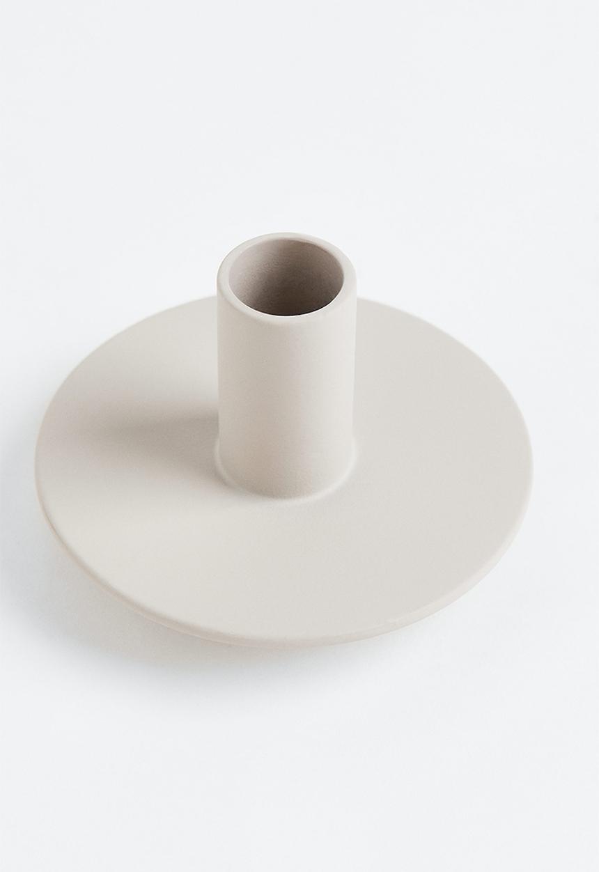 H&M - Metal candlestick - light beige