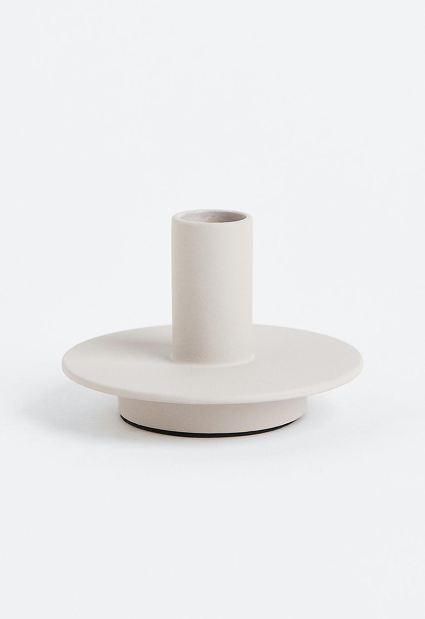 H&M - Metal candlestick - light beige
