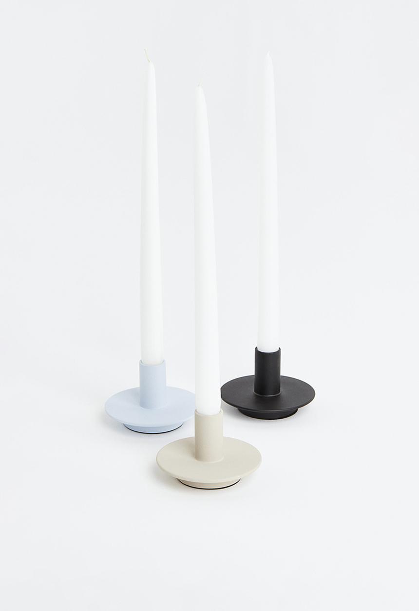 H&M - Metal candlestick - light beige