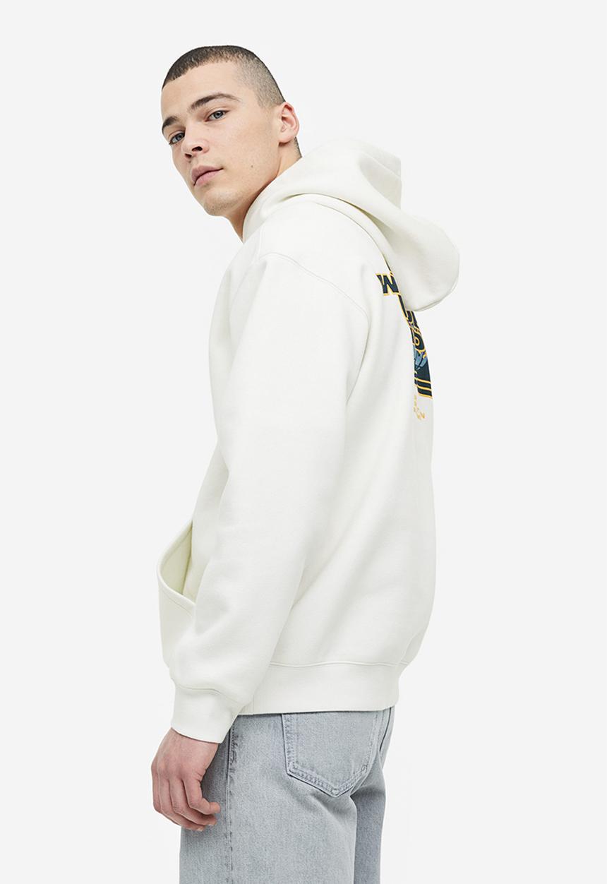 H&M - Relaxed fit printed hoodie - white/wonderland