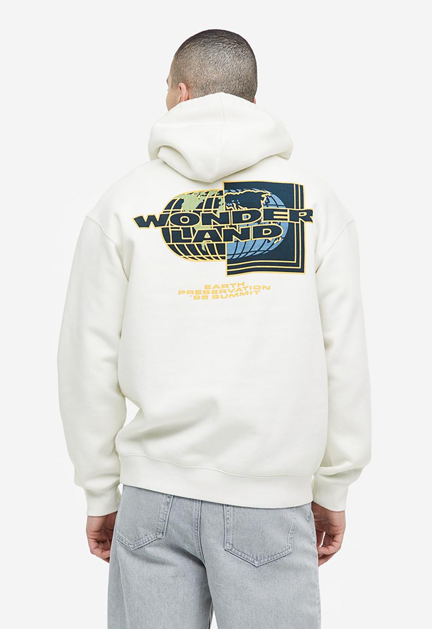 H&M - Relaxed fit printed hoodie - white/wonderland