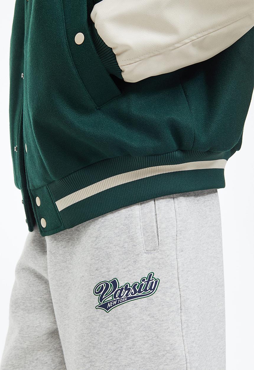 H&M - Loose fit printed sweatpants - light grey marl/varsity