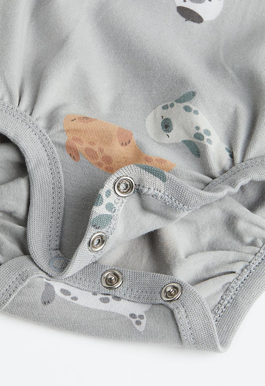 H&M - 3-Piece cotton set - light grey-blue/seals