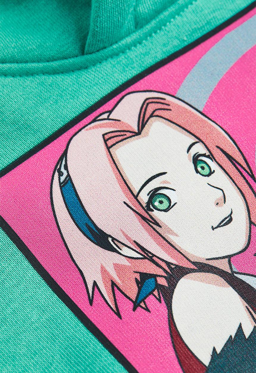 H&M - Oversized print-motif hoodie - green/naruto
