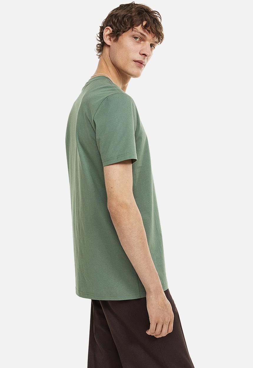 H&M - Slim fit pima cotton T-shirt - dark green