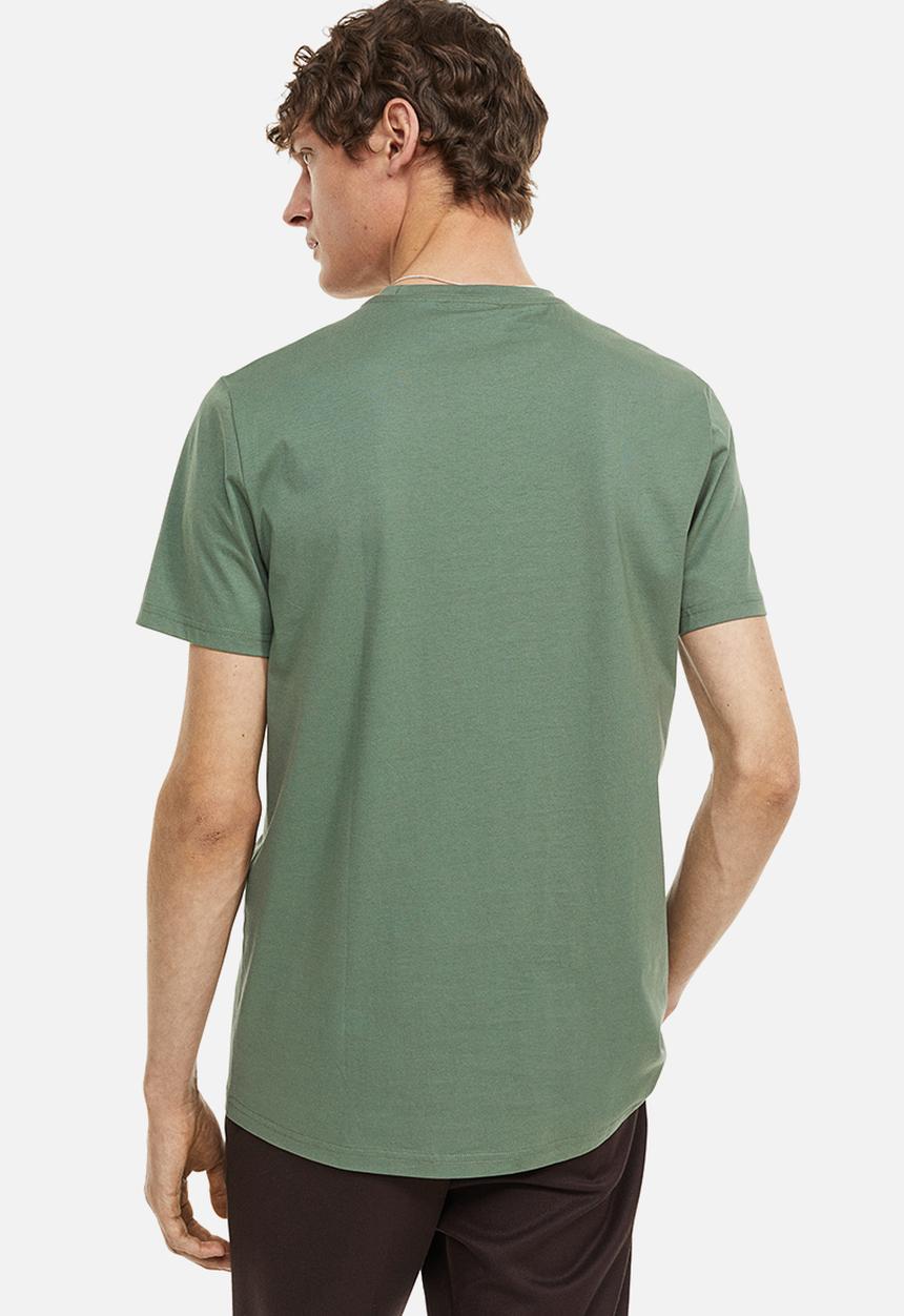 H&M - Slim fit pima cotton T-shirt - dark green