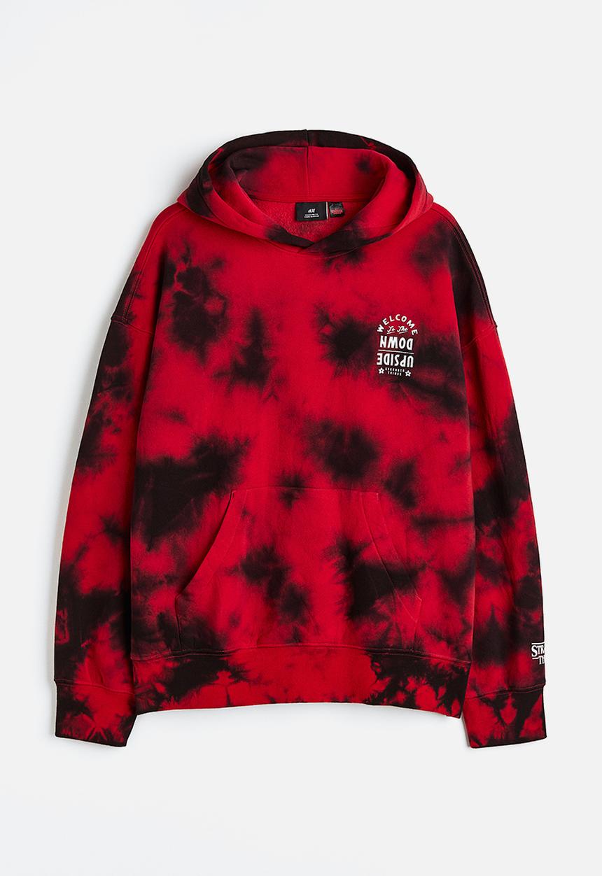 H&M - Oversized fit printed hoodie - red/stranger things