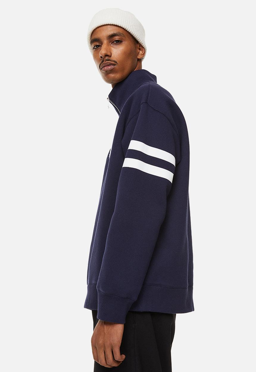 H&M - Relaxed fit zip-top sweatshirt - dark blue/yale