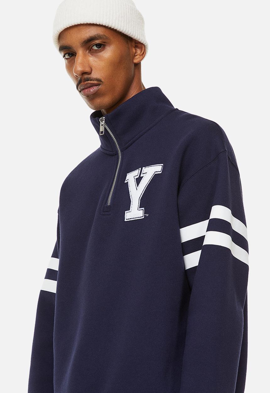 H&M - Relaxed fit zip-top sweatshirt - dark blue/yale