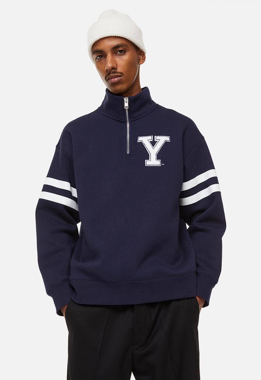 H&M - Relaxed fit zip-top sweatshirt - dark blue/yale