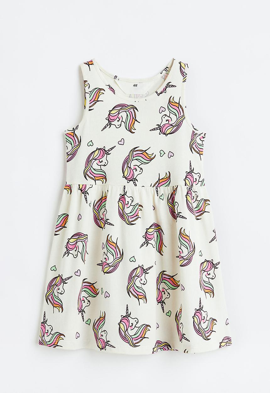 H&M - Patterned cotton dress - white