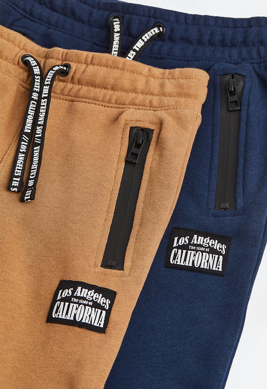H&M - 2-Pack joggers - dark beige/dark blue 