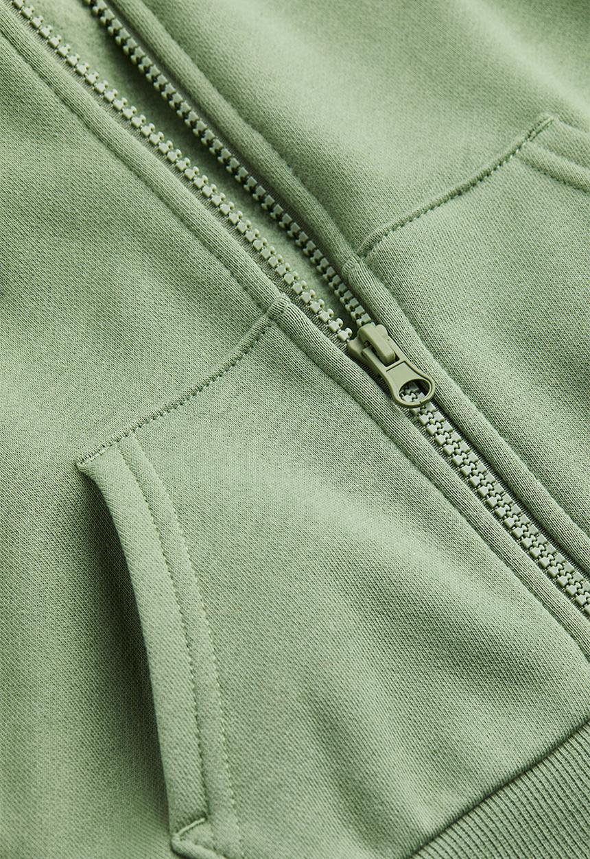 H&M - Appliquéd zip-through hoodie - light khaki green/dinosaur 
