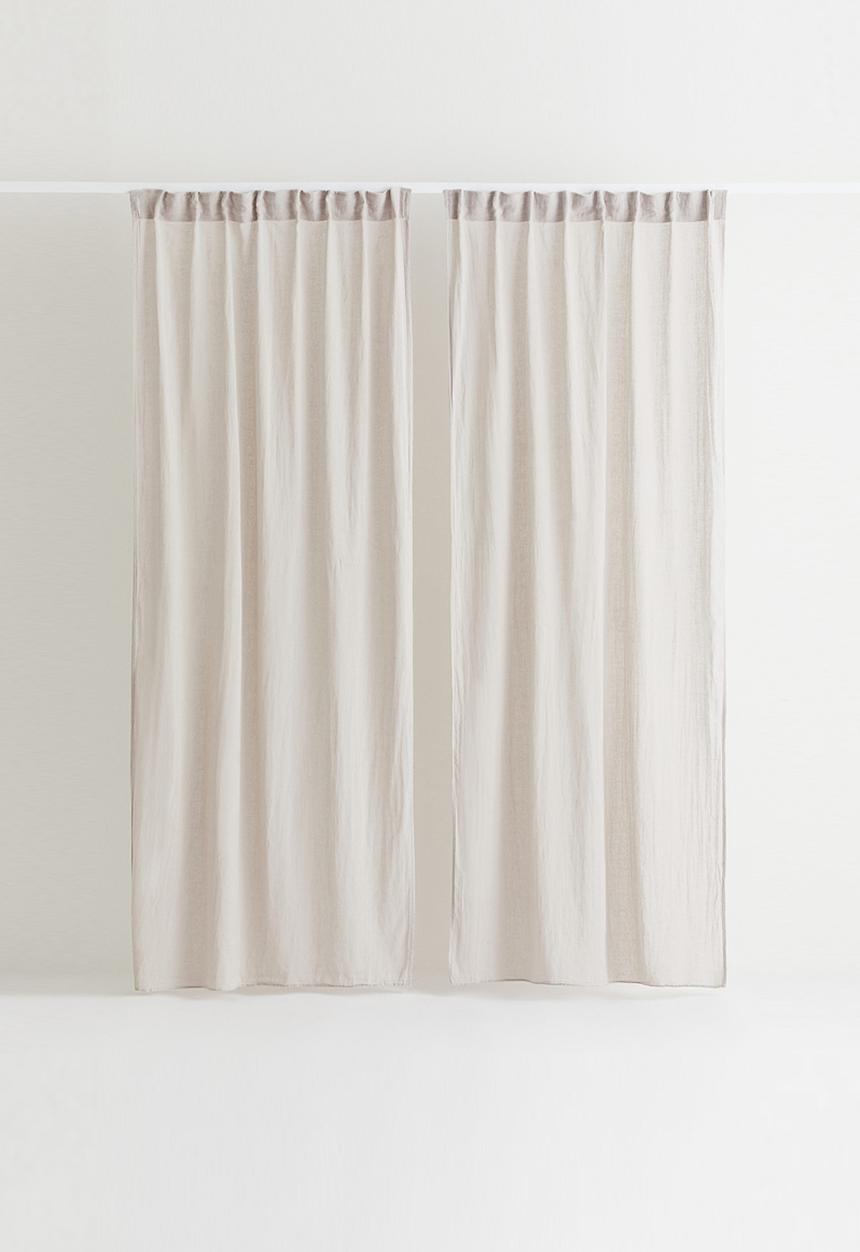 H&M - 2 Pack multiway linen-blend curtains - light greige