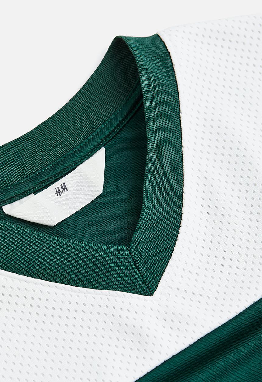 H&M - Oversized mesh T-shirt - dark green/93