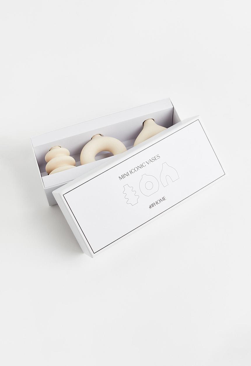 H&M - 3 Pack mini stoneware vases - light beige