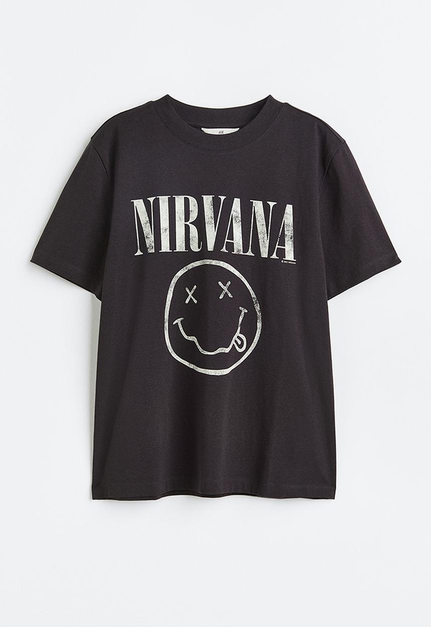 H&M - T-shirt with a motif - dark grey/nirvana 