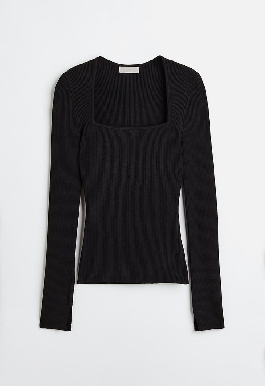 H&M - Square-necked top - black