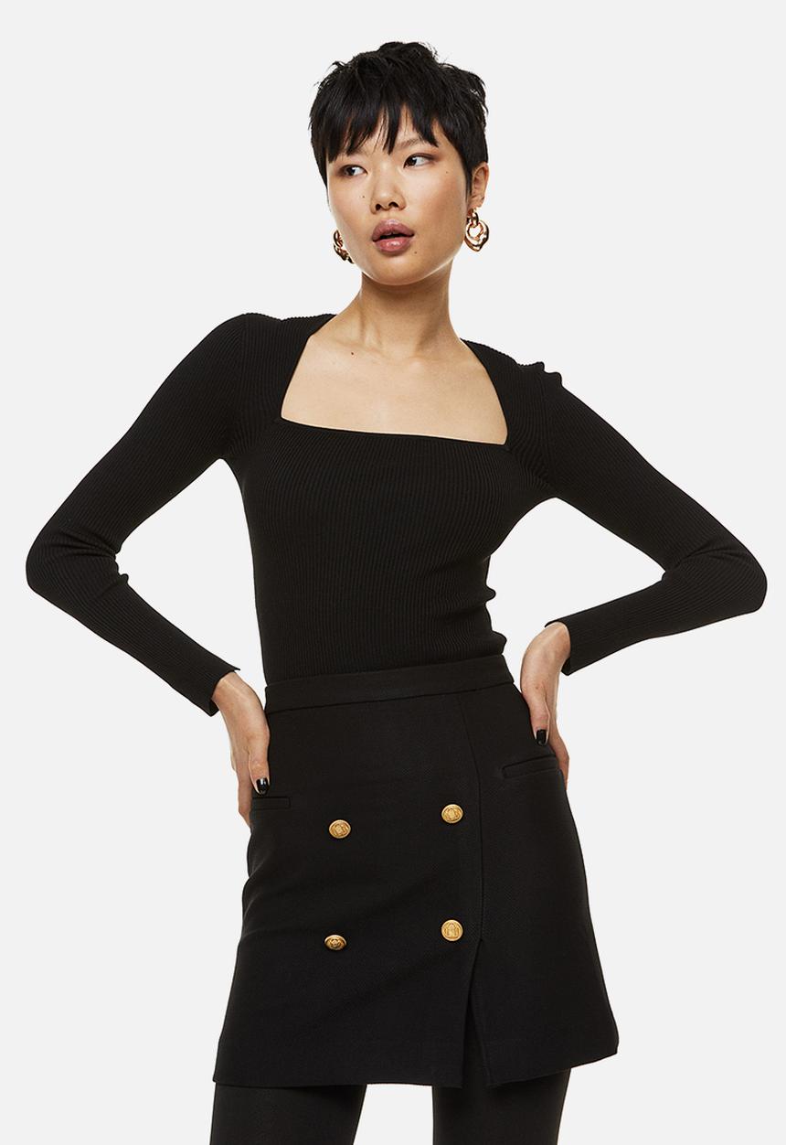 H&M - Square-necked top - black