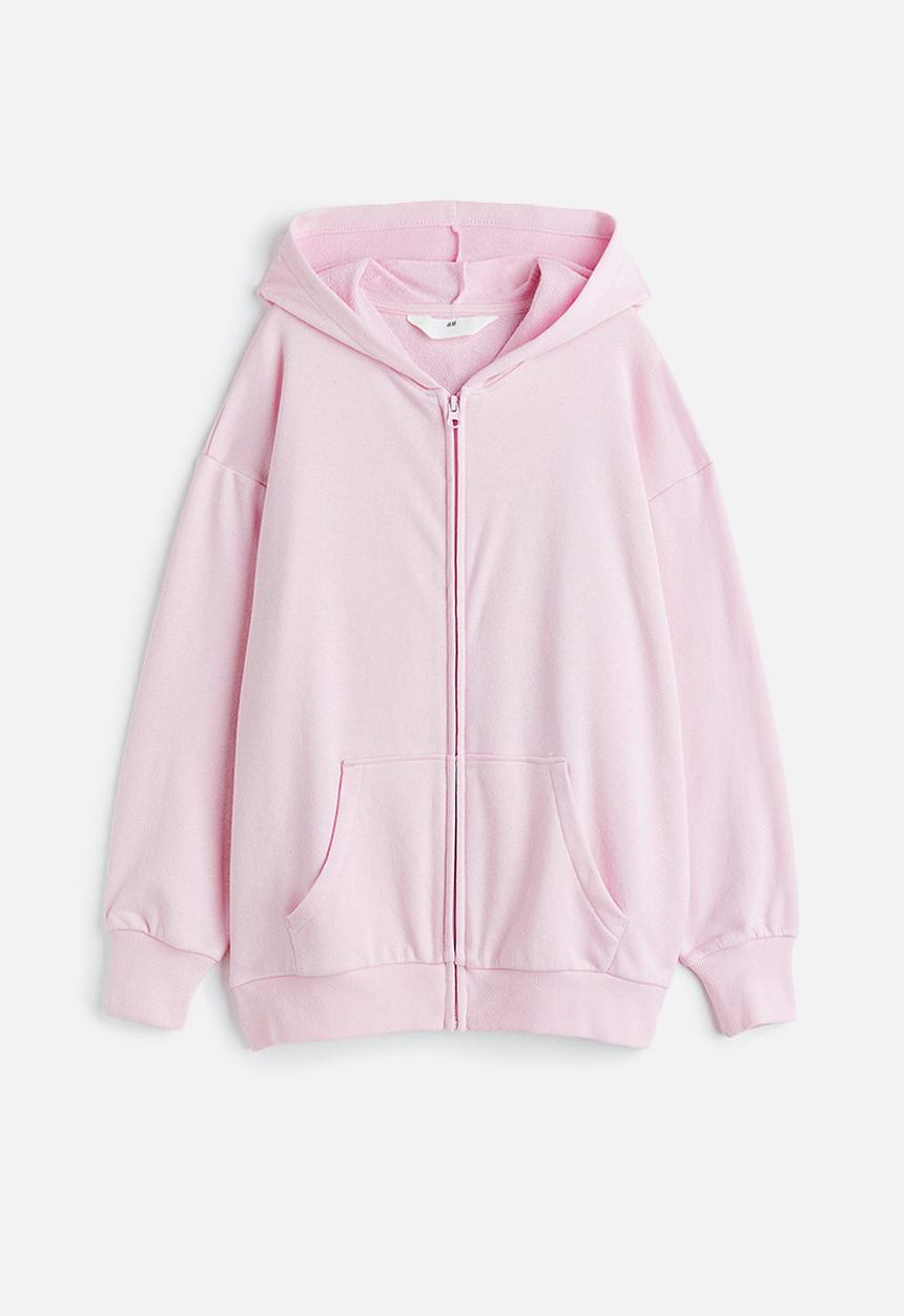 H&M - Oversized zip-through hoodie - light pink/creative spirit 