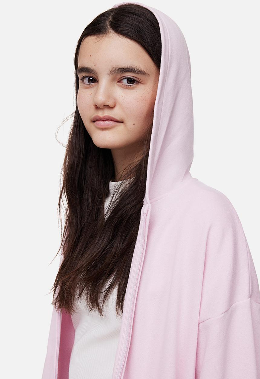 H&M - Oversized zip-through hoodie - light pink/creative spirit 