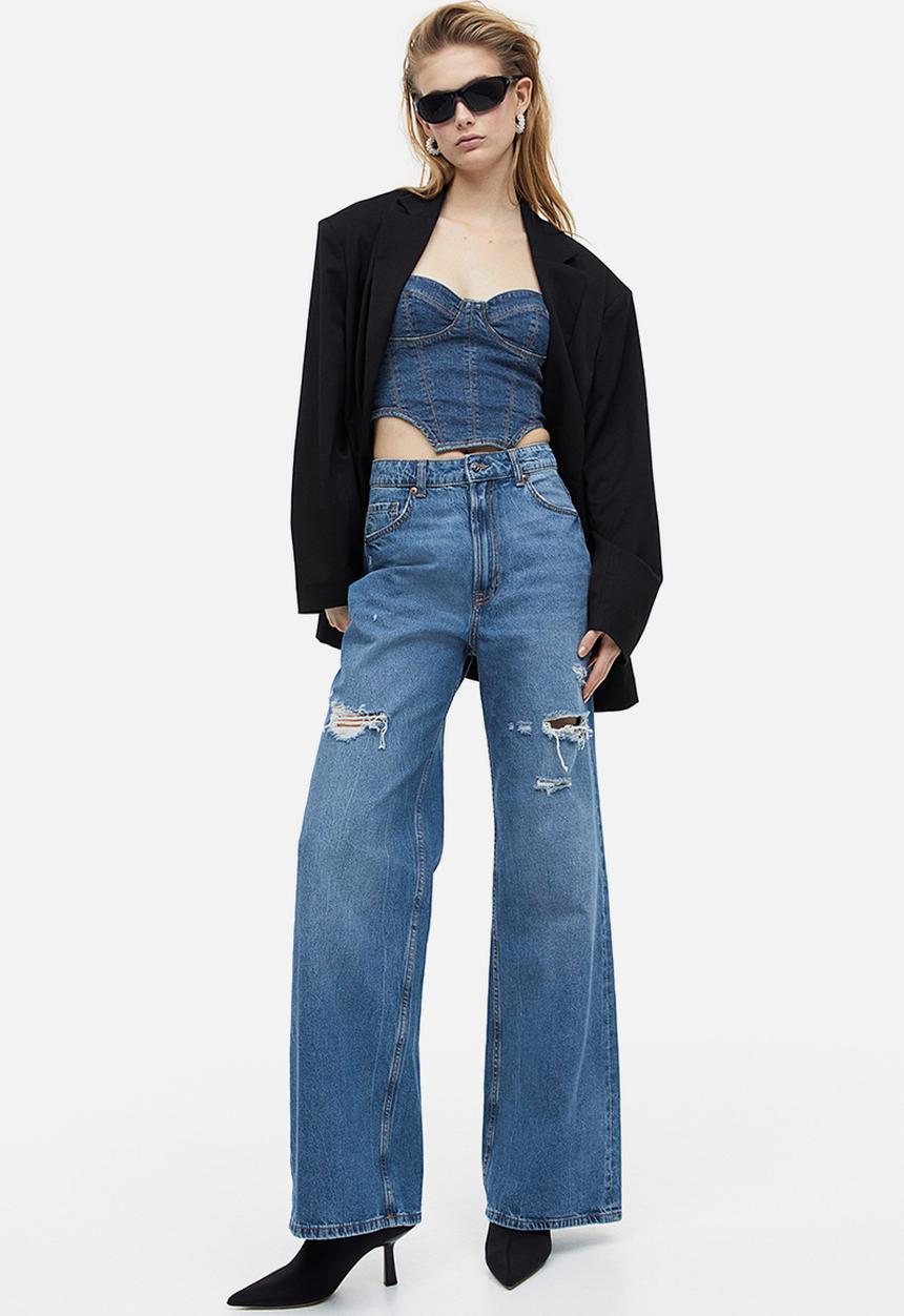 H&M - Wide high jeans - denim blue 