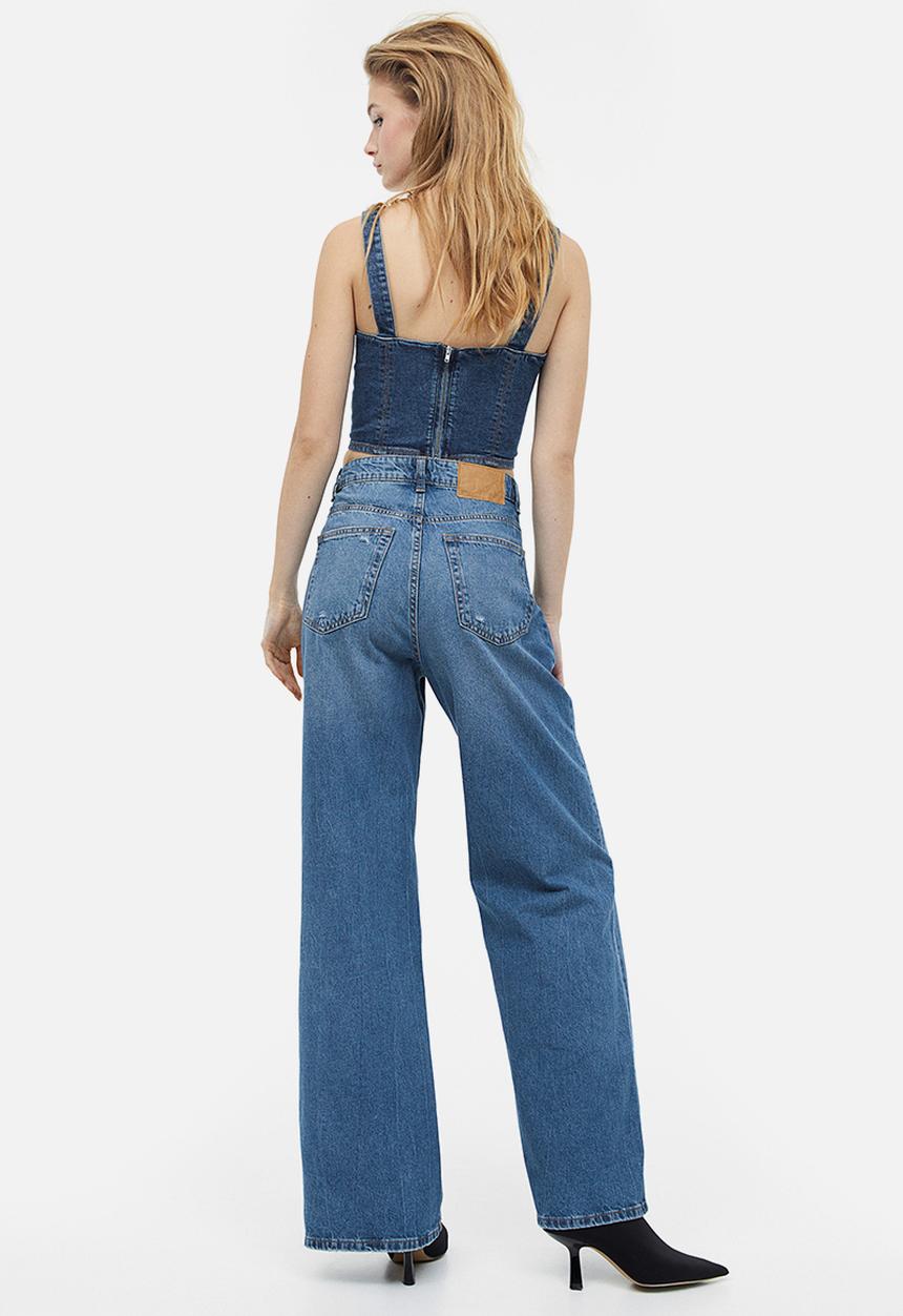 H&M - Wide high jeans - denim blue 
