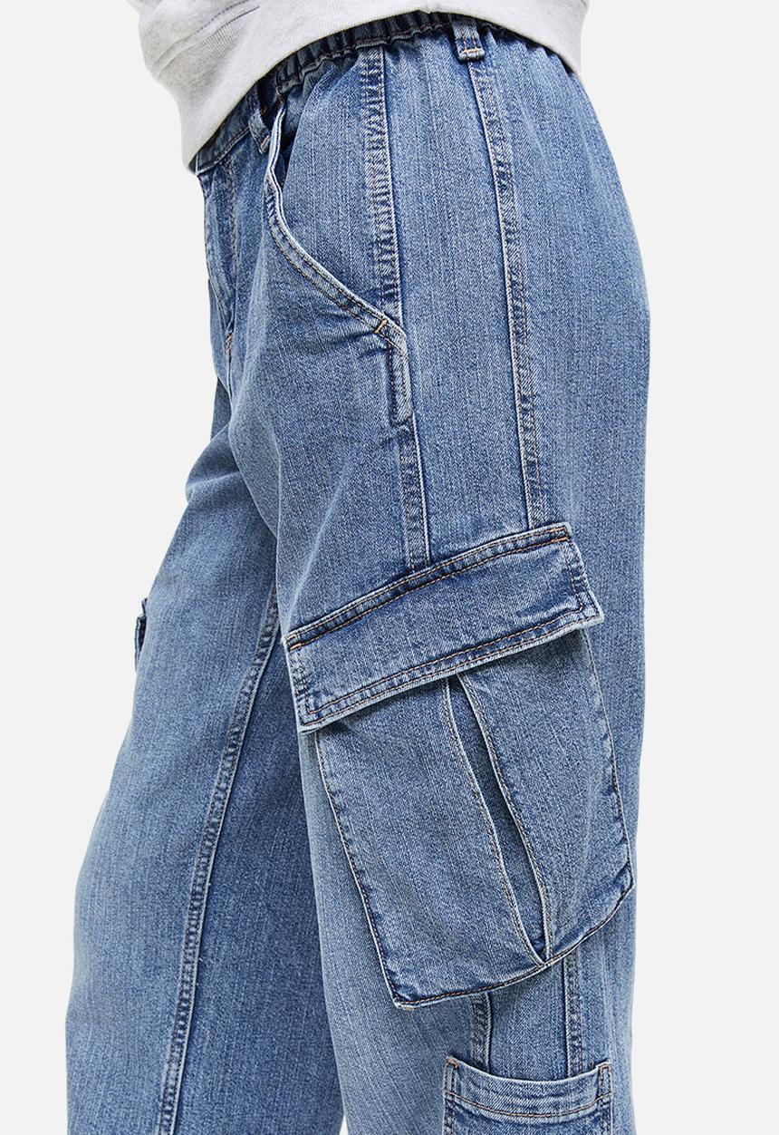 H&M - Straight low cargo jeans - light denim blue