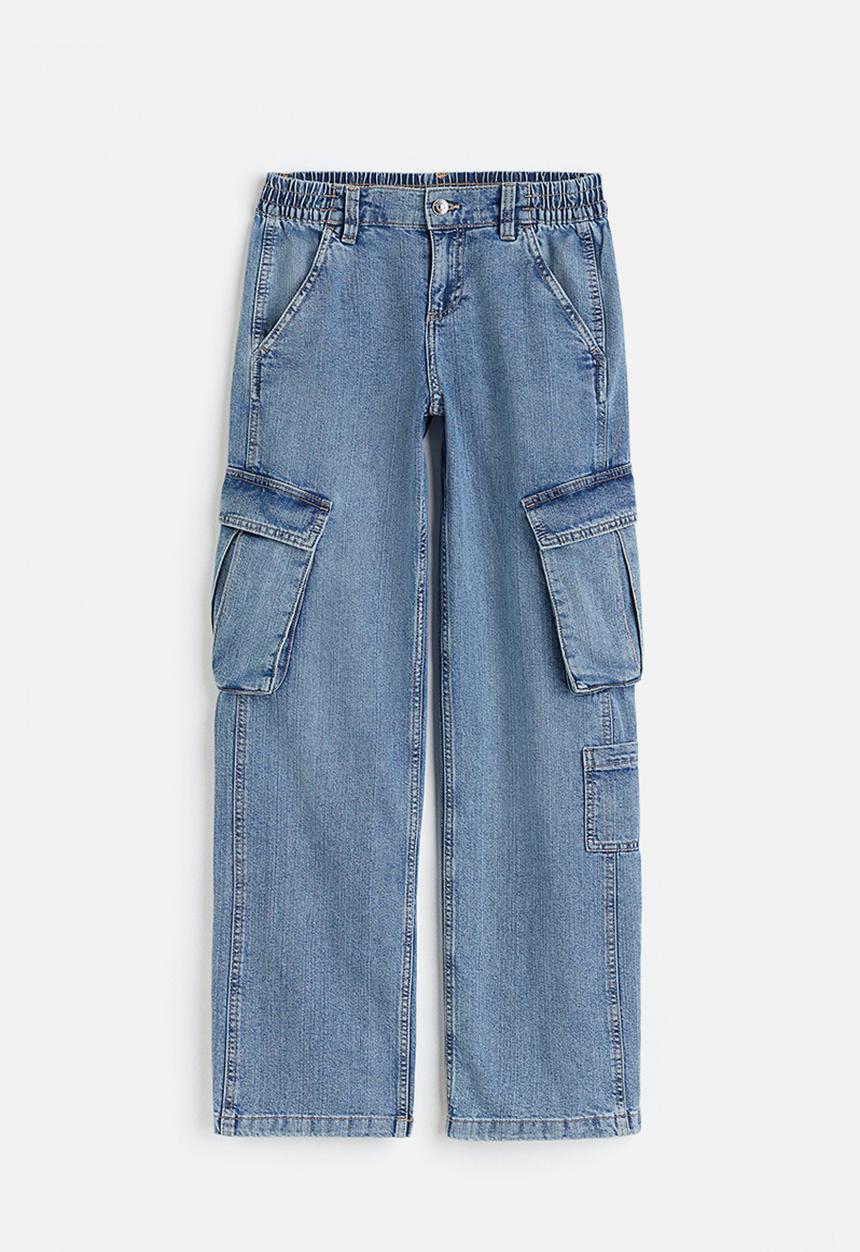 H&M - Straight low cargo jeans - light denim blue