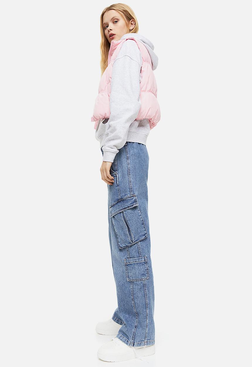 H&M - Straight low cargo jeans - light denim blue