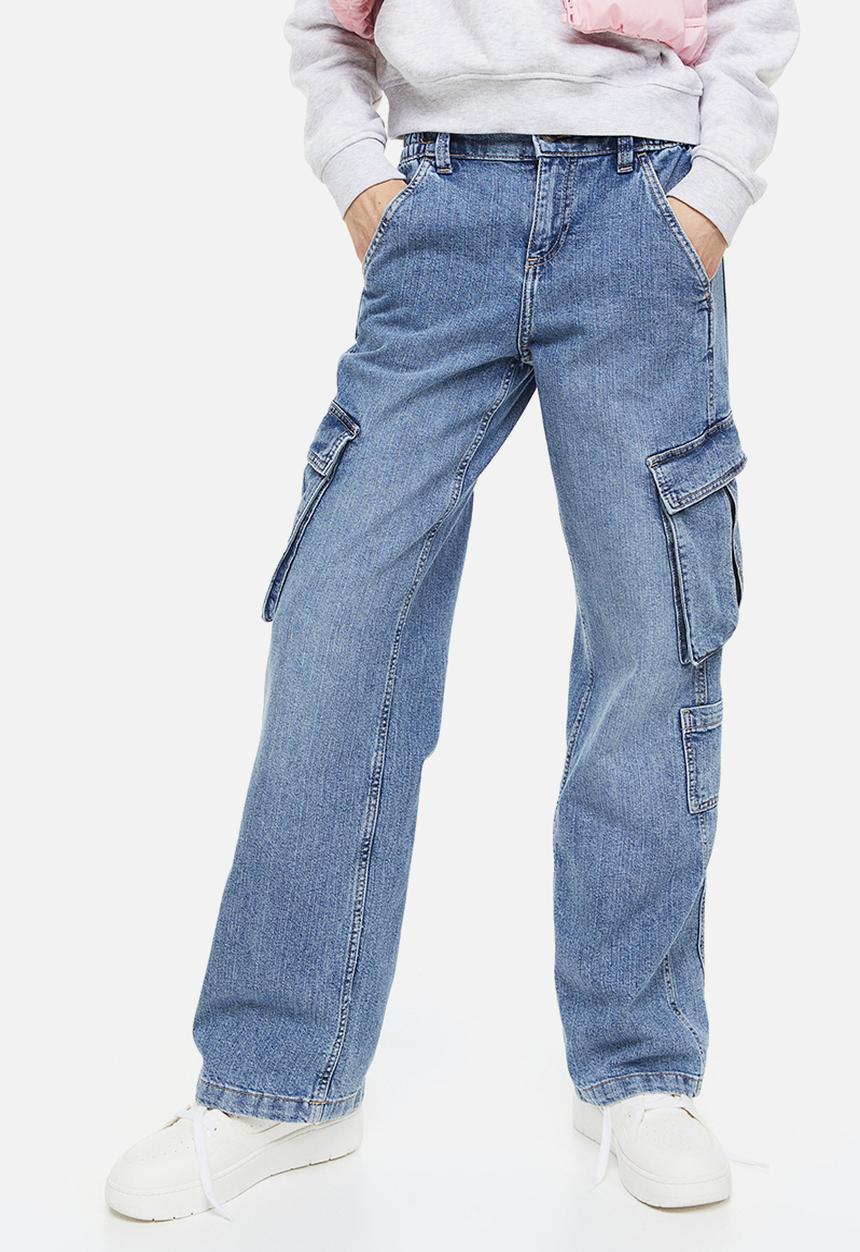 H&M - Straight low cargo jeans - light denim blue
