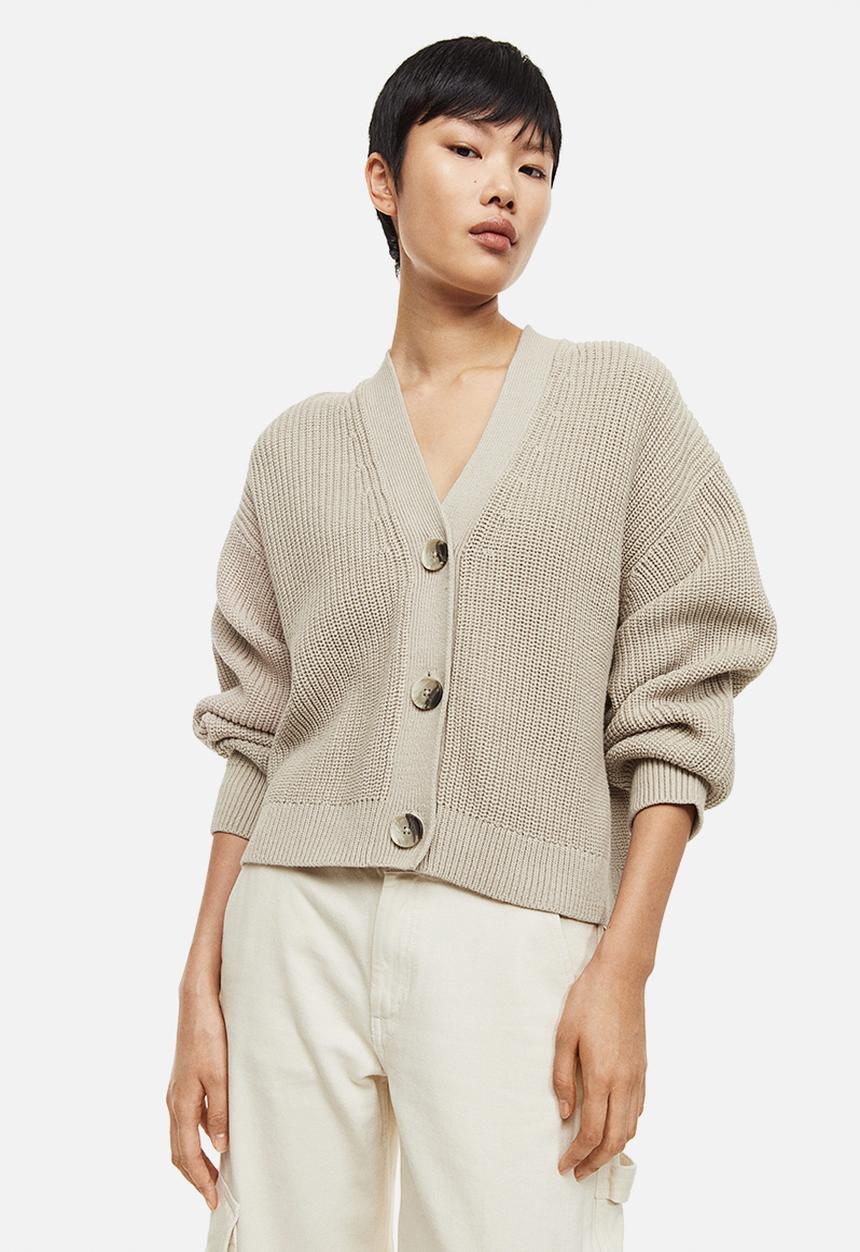 H&M - Rib-knit cardigan - light greige