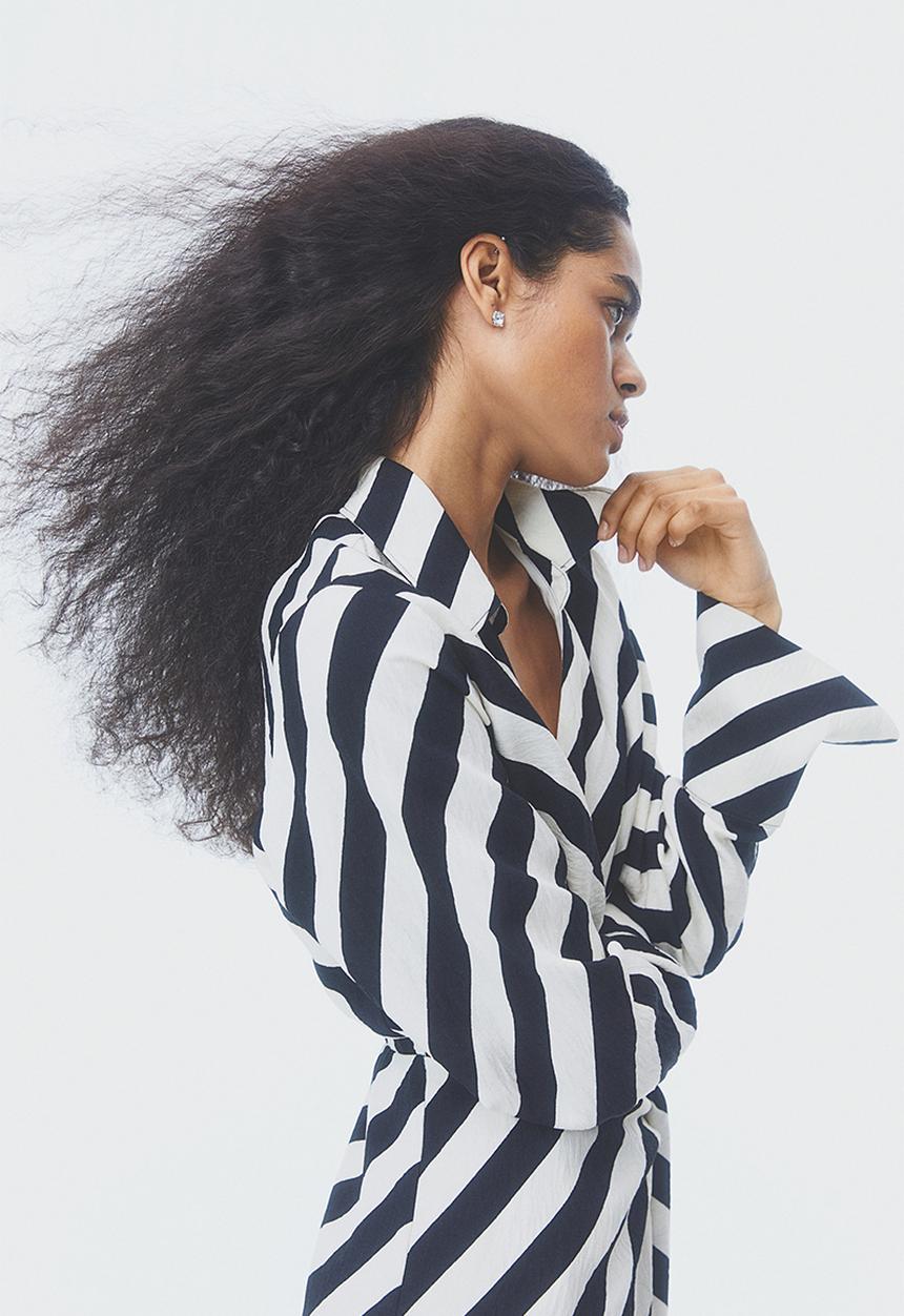 H&M - Wrap dress - black/striped