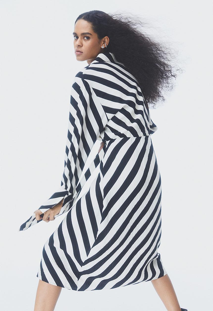 H&M - Wrap dress - black/striped