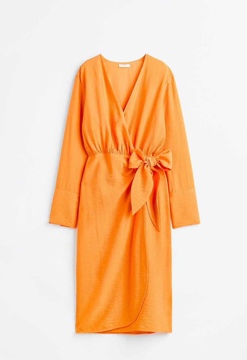 H&M - Tie-detail wrap dress - orange